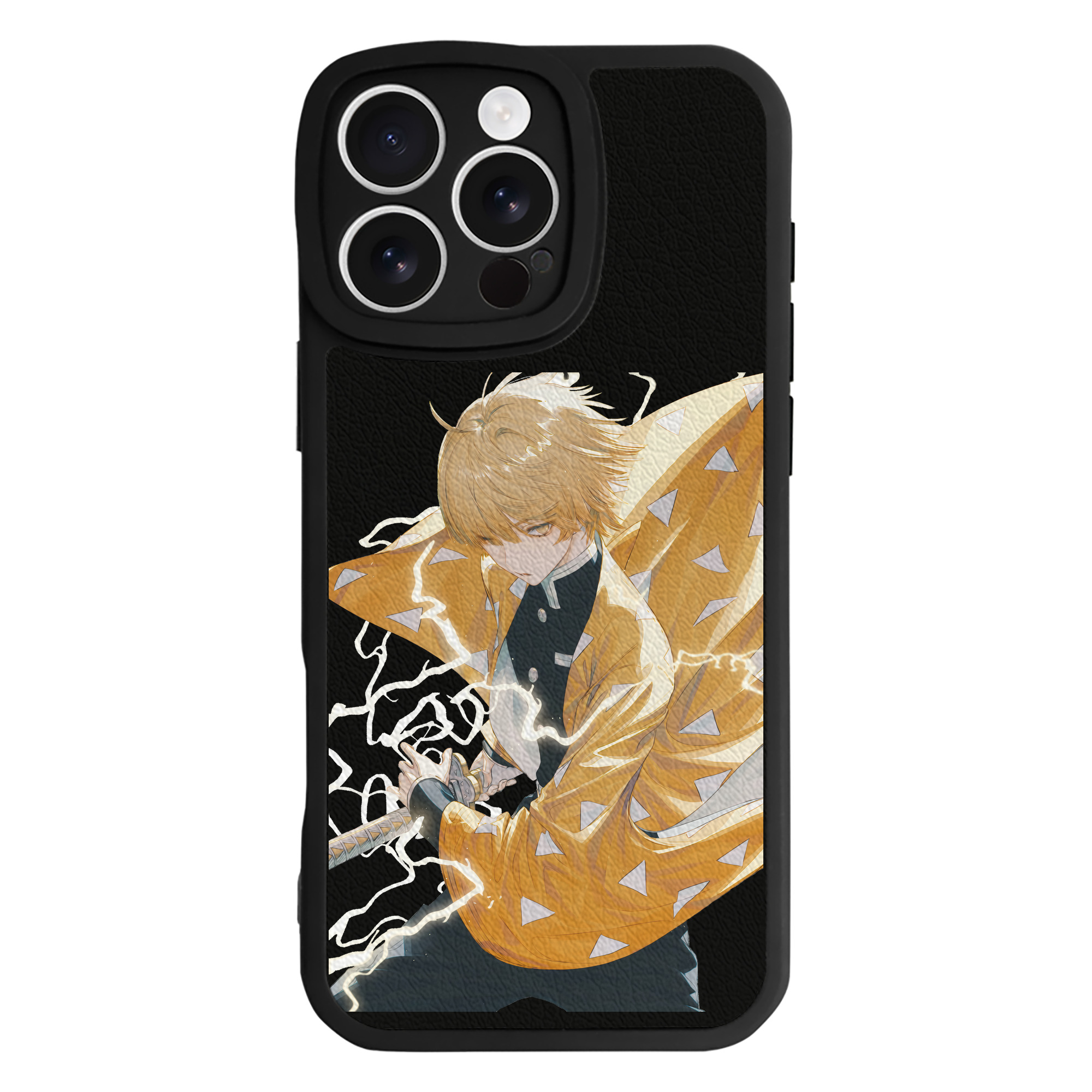 （画像用） 鬼滅の刃（きめつのやいば）我妻 善逸／あがつま ぜんいつ Agatsuma Zenitsu 【iPhone 16シリーズ対応】シリコンスマホケース（レザー調） 材質：シリコン